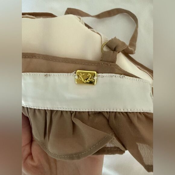 Y2k satin For love & lemons skivvies lingerie dainty bra top blush and brown S - Picture 5 of 12